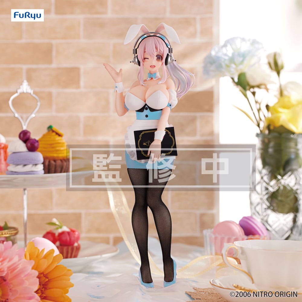 (Vorbestellung) Super Sonico BiCute Bunnies PVC Statue Waitress Light Blue Color Ver.